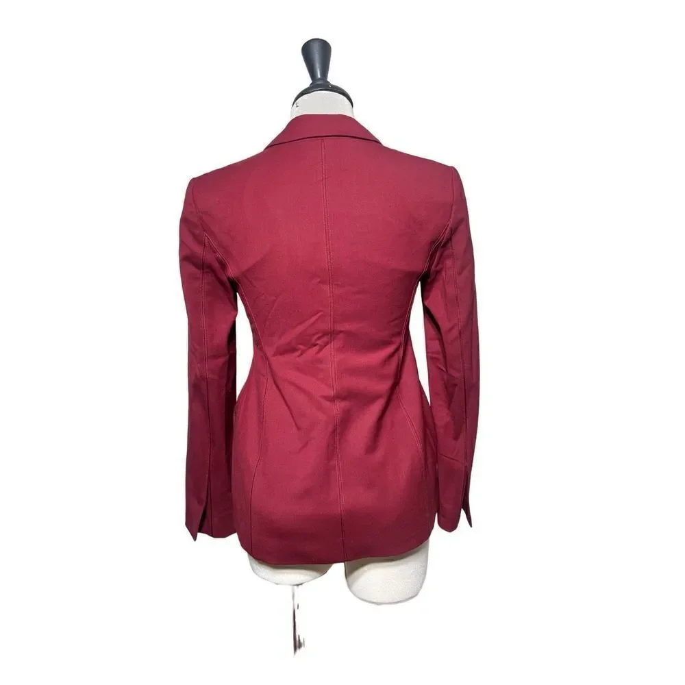 MM Lafleur Burnt Red Tailored Wool Blazer Suit Jacket Size 0 Petite